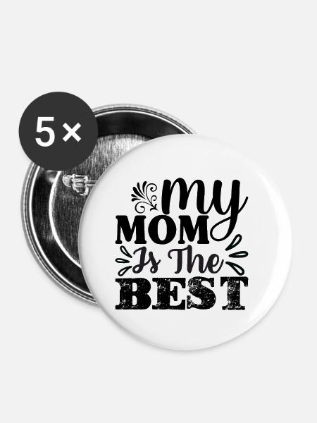 Meine Mutter die Beste - Buttons klein 25 mm (5er Pack) - Weiß