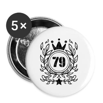 79 - Jahrgang Jahr Geburtsjahr 1979 - Buttons klein 25 mm (5er Pack) - Weiß - Vorne