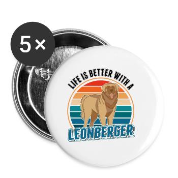 La vie est meilleure avec un Leonberger - Lot de 5 petits badges (25 mm) - blanc - Devant