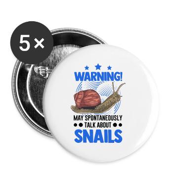 Schnecke Geschenk Weinbergschnecke - Buttons klein 25 mm (5er Pack) - Weiß - Vorne