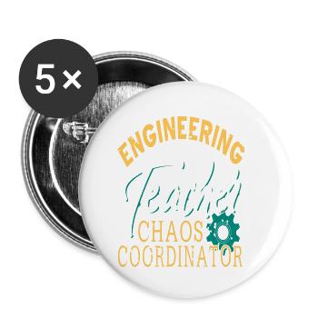 Vintage Engineering Teacher Chaos Coordinator - Buttons klein 25 mm (5er Pack) - Weiß - Vorne