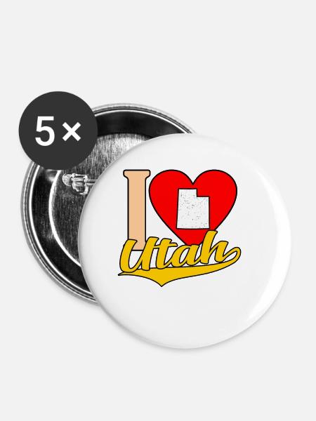 Ich Liebe Utah-geschenk - Buttons klein 25 mm (5er Pack) - Weiß