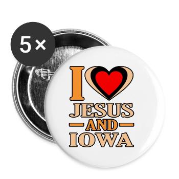 Love Jesus and Iowa gift - Buttons small 1''/25 mm (5-pack) - white - Front