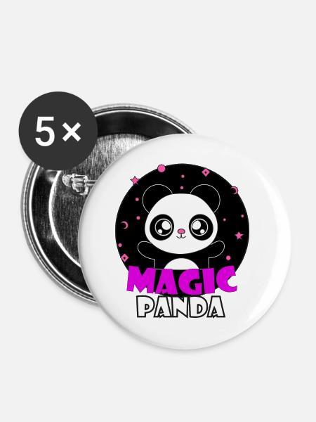 Magischer Panda - Buttons klein 25 mm (5er Pack) - Weiß