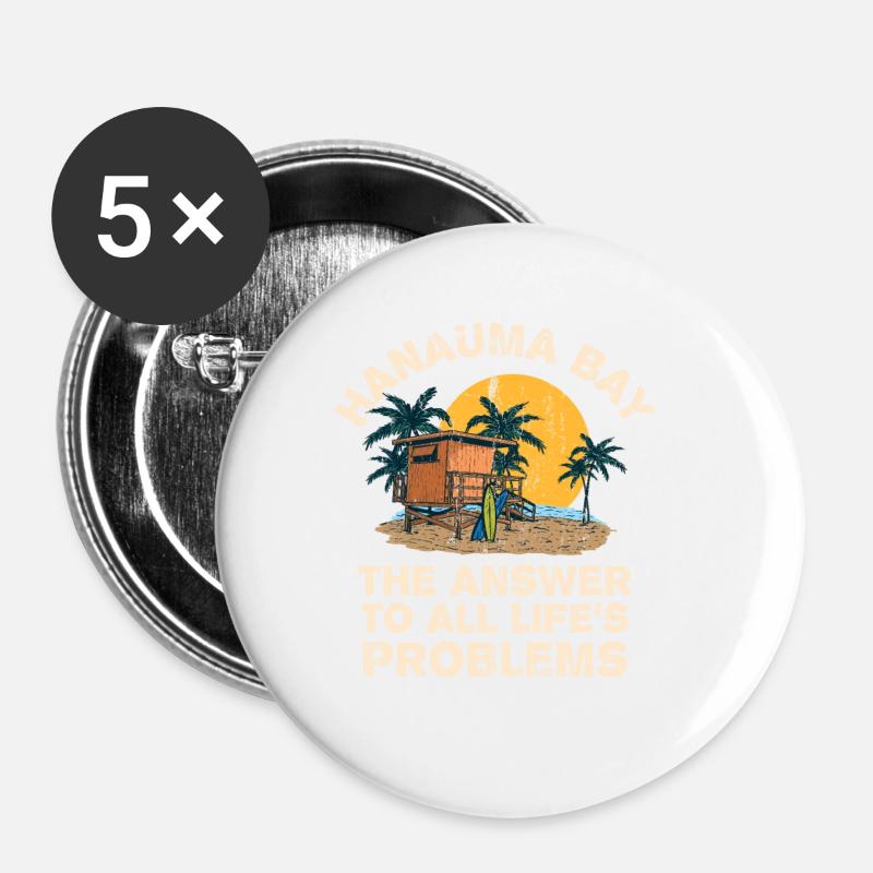 Hanauma Bay Answer To All Life's Problems - Buttons small 1''/25 mm (5-pack) - white