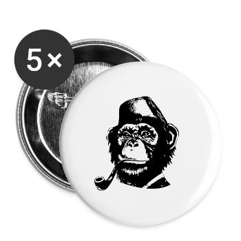 Singe - Lot de 5 petits badges (25 mm) - blanc - Devant