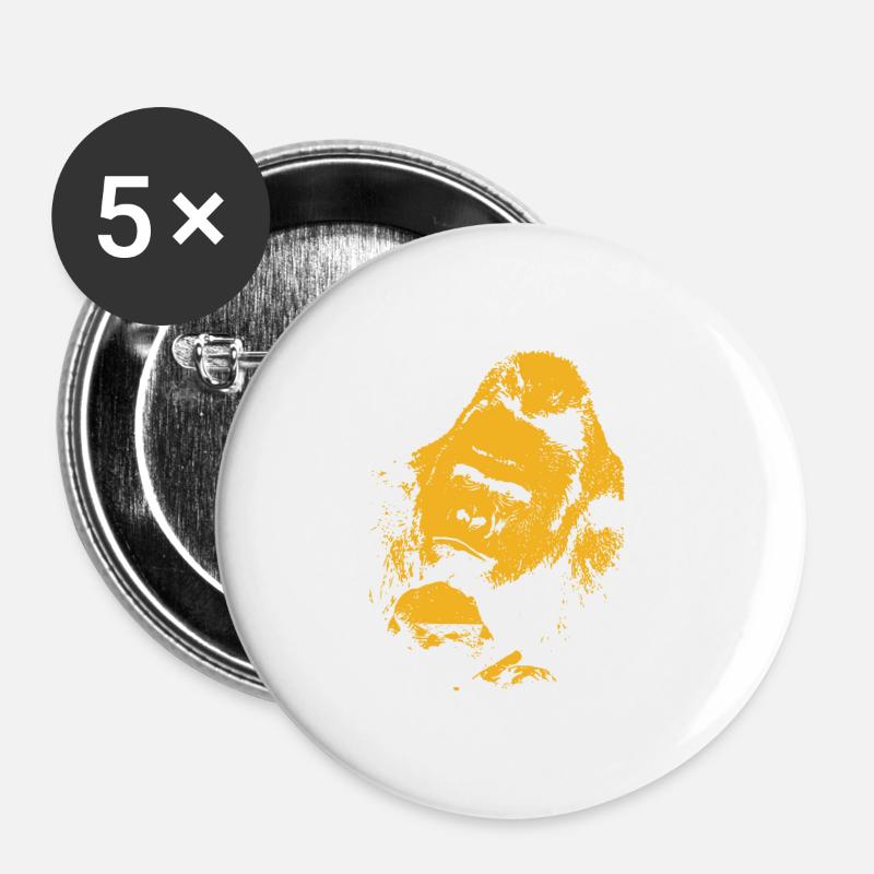Singe - Lot de 5 petits badges (25 mm) - blanc