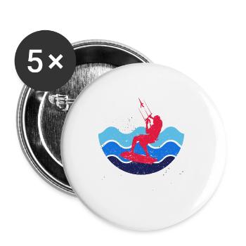 Kitesurfen Kiteboarding Kitesurfen Kite Surfing - Buttons klein 25 mm (5er Pack) - Weiß - Vorne