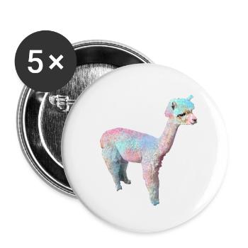 Alpaca, Llama, lama, beige,graffiti,colorful,pastel - Buttons small 1''/25 mm (5-pack) - white - Front