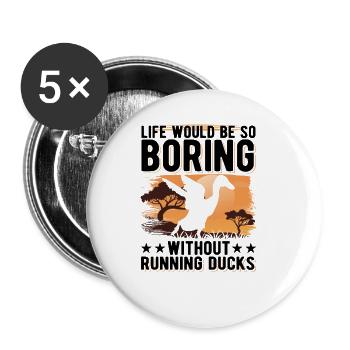 Running Gift Running Duck Bouteille Canard - Lot de 5 petits badges (25 mm) - blanc - Devant