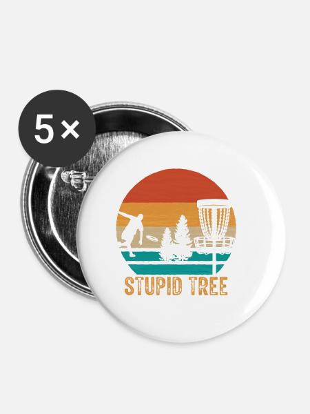 Dummes Baum-disc-golf-weinlese-entscheidendes - Buttons klein 25 mm (5er Pack) - Weiß