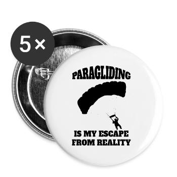 Paragleiter Paragliding Fallschirmspringen - Buttons klein 25 mm (5er Pack) - Weiß - Vorne