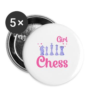 Juste une fille qui aime les échecs Joueur d’échecs Chess Bo - Lot de 5 petits badges (25 mm) - blanc - Devant