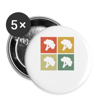 Broccoli Vegan Lover Retro Healthy Gift idea - Buttons klein 25 mm (5er Pack) - Weiß - Vorne