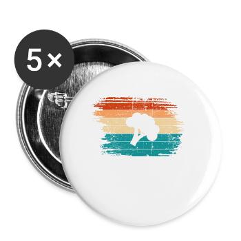 Broccoli Vegan Lover Retro Healthy Gift idea - Buttons klein 25 mm (5er Pack) - Weiß - Vorne