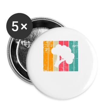 Broccoli Vegan Lover Retro Healthy Gift idea - Buttons klein 25 mm (5er Pack) - Weiß - Vorne