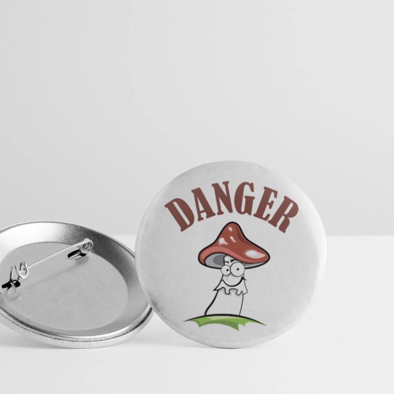 Toadstool danger symbol comic funny Buttons small 1''/25 mm (5-pack)