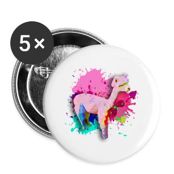 Alpaka, Llama, lama, farbklecks,graffiti,bunt - Buttons klein 25 mm (5er Pack) - Weiß - Vorne