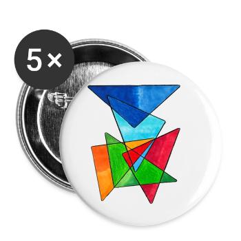 Coloured Triangles - Buttons small 1''/25 mm (5-pack) - white - Front