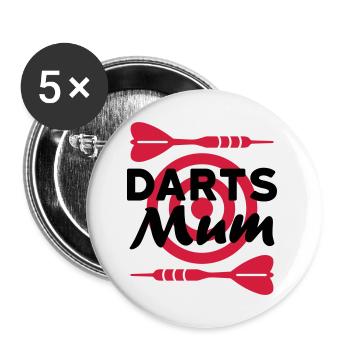 Darts mum (fléchettes, jeu de fléchettes en arrière-plan) - Lot de 5 petits badges (25 mm) - blanc - Devant