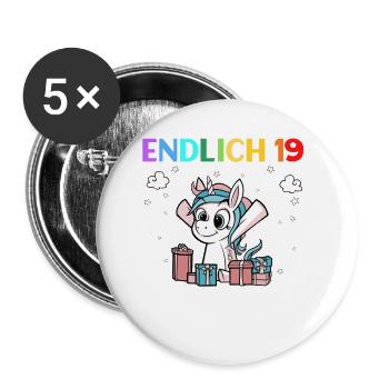 Endlich 19 Meine Eltern Wohnen Immer Noch Bei Mir - Buttons klein 25 mm (5er Pack) - Weiß - Vorne