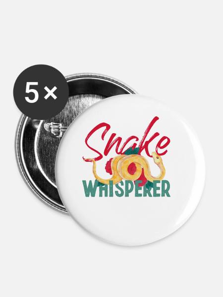 Snake Serpent Snake Whisperer - Buttons klein 25 mm (5er Pack) - Weiß
