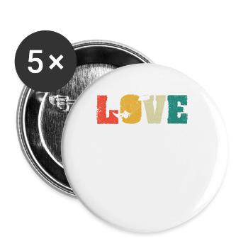 Retro Love Kitesurf Amoureux Kiteboard Kite - Lot de 5 petits badges (25 mm) - blanc - Devant