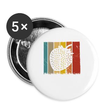 Strawberry Fruit Lover Retro Healthy Gift idea - Buttons klein 25 mm (5er Pack) - Weiß - Vorne