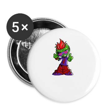Lunettes de soleil et cravate - Cool Alien - Lot de 5 petits badges (25 mm) - blanc - Devant