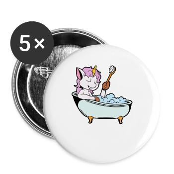 La licorne prend bain dans la baignoire - Lot de 5 petits badges (25 mm) - blanc - Devant