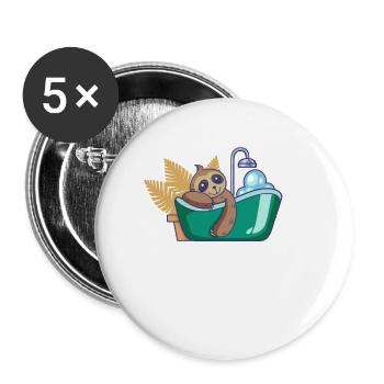 Paresseux prend un bain dans la baignoire - Lot de 5 petits badges (25 mm) - blanc - Devant