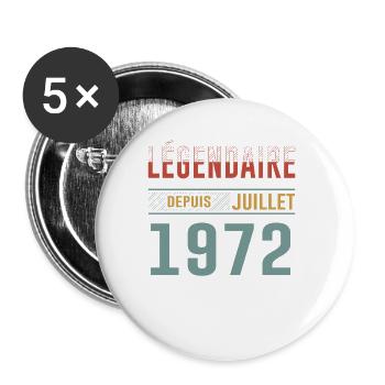 Légendaire Depuis Juillet 1972 Anniversaire Cadeau - Lot de 5 petits badges (25 mm) - blanc - Devant