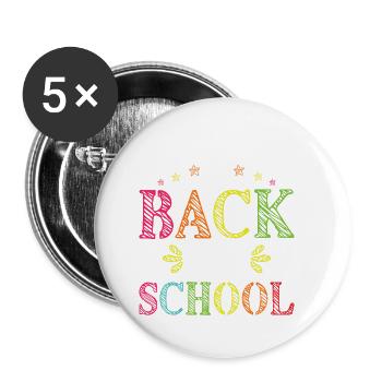 Welcome back to school for students and teachers - Buttons small 1''/25 mm (5-pack) - white - Front