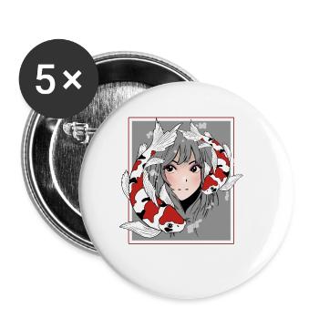 Manga Anime Otaku Koi - Buttons small 1''/25 mm (5-pack) - white - Front