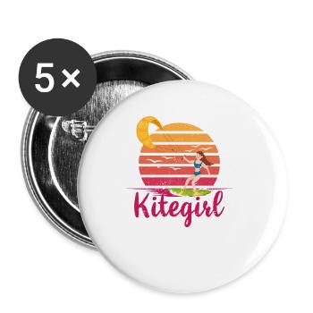 Vintage Kite Surfing Kiting Kiteboarding Kitesurf - Buttons klein 25 mm (5er Pack) - Weiß - Vorne