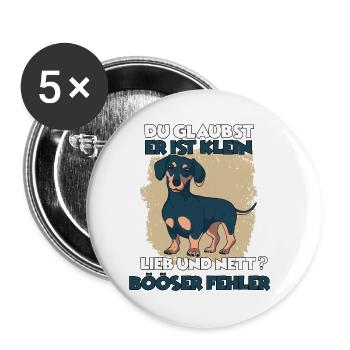 Witziges Dackel Hundehalter Geschenk Süßes Dackel - Buttons klein 25 mm (5er Pack) - Weiß - Vorne