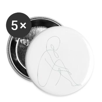 Dessin au trait silhouette féminine Visages féminins visage - Lot de 5 petits badges (25 mm) - blanc - Devant