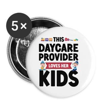 Childcare Daycare Provider Teacher - Buttons small 1''/25 mm (5-pack) - white - Front