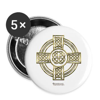 Keltisches Kreuz - Buttons klein 25 mm (5er Pack) - Weiß - Vorne