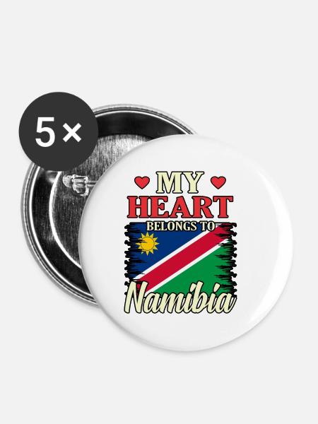 Namibia - Buttons klein 25 mm (5er Pack) - Weiß
