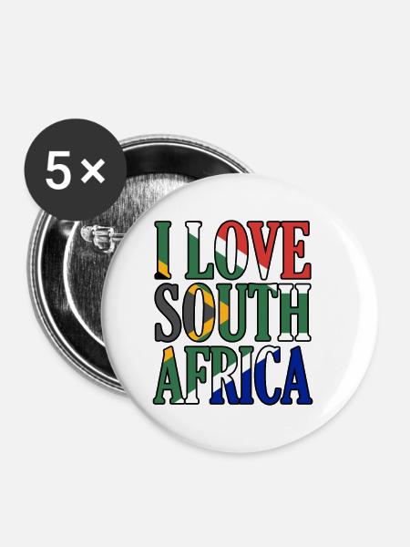 Südafrika - Buttons klein 25 mm (5er Pack) - Weiß