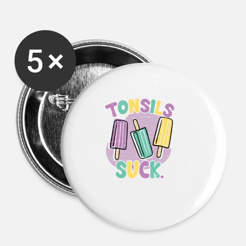 Tonsil Sucks Tonsil Survivor Tonsillectomy - Buttons small 1''/25 mm (5-pack) - white