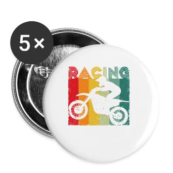 Motocross Racing Enduro Dirt Bike Supercross Brap - Buttons small 1''/25 mm (5-pack) - white - Front