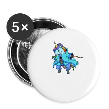 Zauberer und Magier - zauberndes Einhorn - Buttons klein 25 mm (5er Pack) - Weiß - Vorne