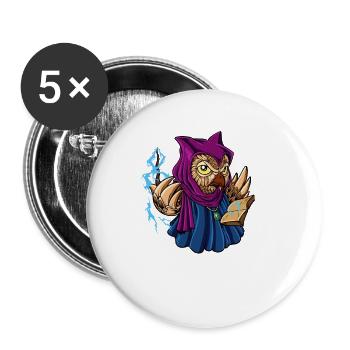 Zauberer und Magier - zaubernde Eule - Buttons klein 25 mm (5er Pack) - Weiß - Vorne