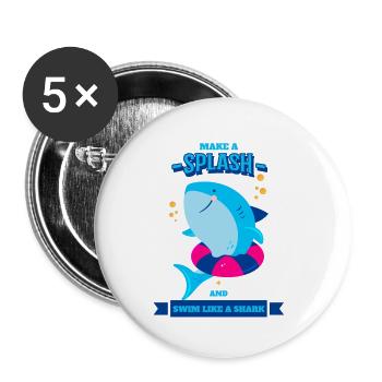 Apprenez à nager faire un spash et nager comme un - Lot de 5 petits badges (25 mm) - blanc - Devant
