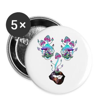 Magic Mushrooms Mushroom Face - Buttons small 1''/25 mm (5-pack) - white - Front