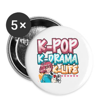 Korean Pop Design for a K-Pop Fashion Fan - Buttons small 1''/25 mm (5-pack) - white - Front