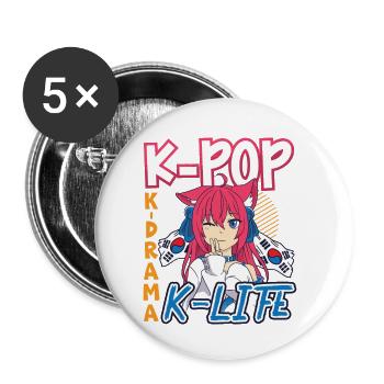 Korean Pop Design for a K-Pop Fashion Fan - Buttons small 1''/25 mm (5-pack) - white - Front