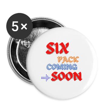 Six Pack à venir 34 - Lot de 5 petits badges (25 mm) - blanc - Devant